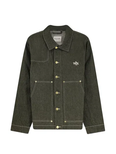 Walk In Paris Logo-embroidered Buttoned Jacket In Green