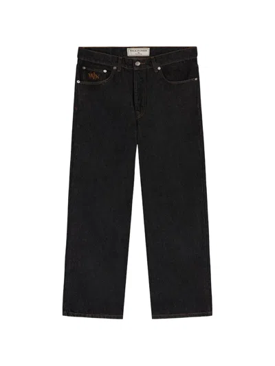 Walk In Paris Logo-embroidered Jeans In Black
