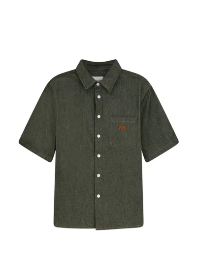 Walk In Paris Logo-embroidered Pocket Shirt In Green