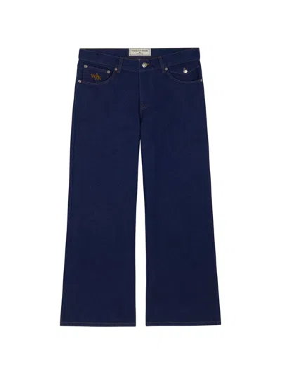 Walk In Paris Logo-embroidered Wide-leg Jeans In Multi
