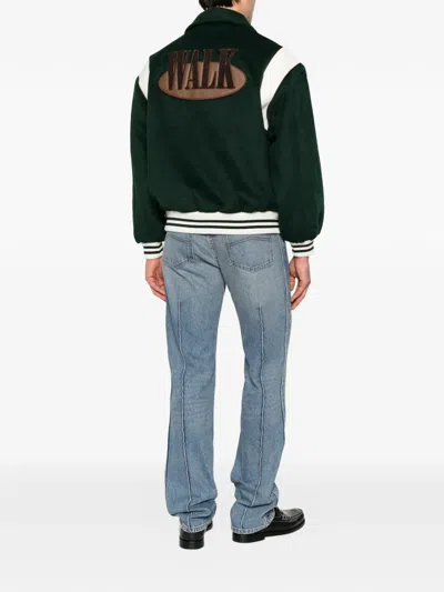 Walk In Paris Logo-patch Panelled Jacket In Green