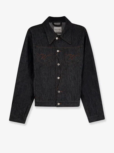 Walk In Paris Postman Dark Denim Jacket In Black