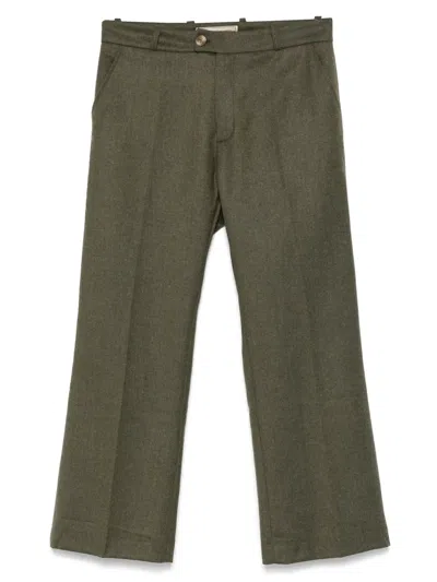 Walk In Paris Pressed-crease Trousers In Green
