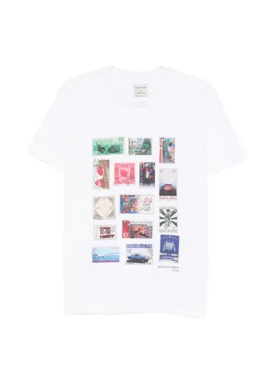 Walk In Paris Stamp Collage T-shirt In White