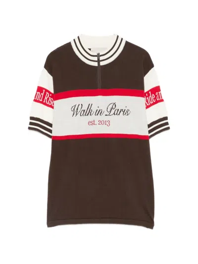 Walk In Paris Striped Short Sleeve T-shirt In Brown