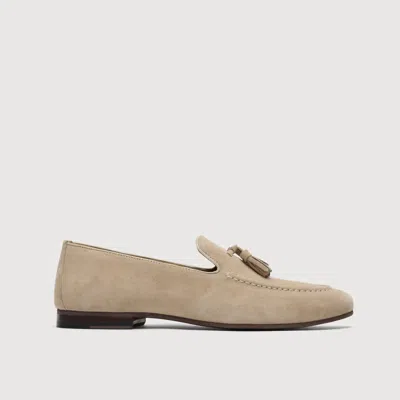 Walk London Women's Trent Tassel Suede Loafer In Stone In Brown