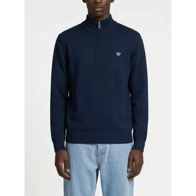 Walker & Hunt Huxley Quarter Zip Sweater In Blue