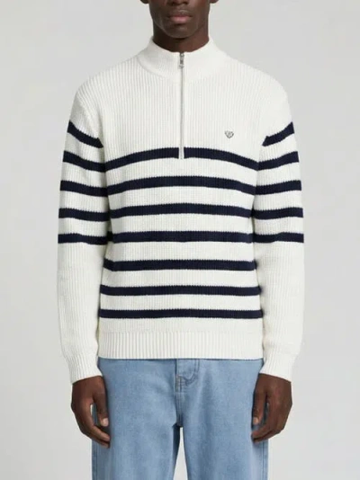 Walker & Hunt Huxley Striped Quarter Zip Sweater In Multi