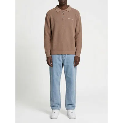 Walker & Hunt Lando Oversized Polo Collar Sweater In Brown