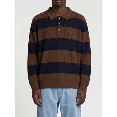 Walker & Hunt Lando Oversized Polo Collar Sweater In Brown