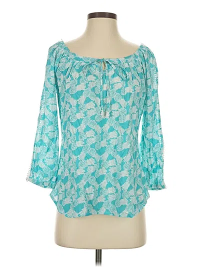 Pre-owned Walker & Wade 3/4 Sleeve Blouse In Blue