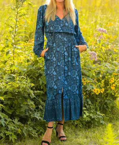 Walker & Wade Alyssa Maxi Dress In Indigo Cabbage Floral In Multi