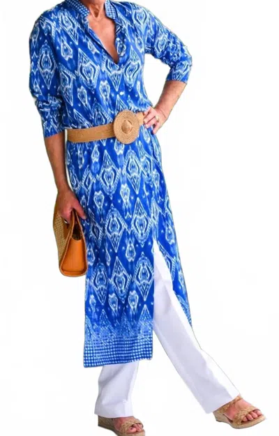 Walker & Wade Button Front Mandarin Duster In Marine In Blue