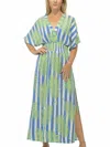 Walker & Wade Capri Dress In Green & Blue Palm In Multi