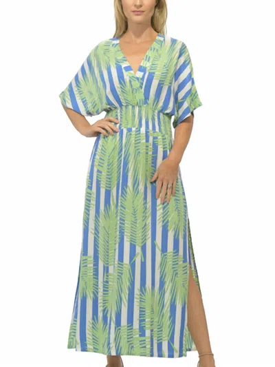 Walker & Wade Capri Dress In Green & Blue Palm In Multi