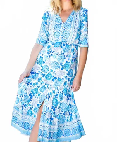 Walker & Wade Carrie Dress In Cobalt Multi Floral In Blue