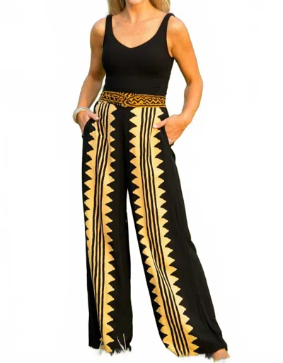 Walker & Wade Cruise Set Pants In Khaki Zig Zag In Multi