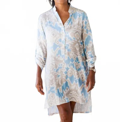 Walker & Wade Day Tripper Dress In Sand & Sea Ikat In Brown