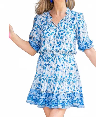Walker & Wade Ibiza Mini Dress In Cobalt Floral In Blue