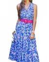 Walker & Wade Kaia Long Dress In Pink/cobalt In Animal Print