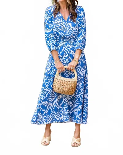 Walker & Wade Kelsey Dress In Denim Blue Ikat