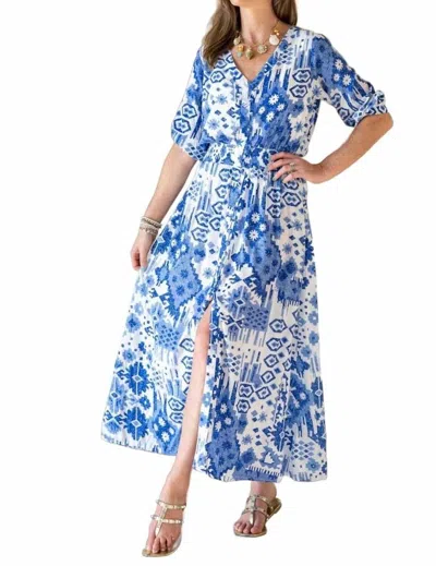 Walker & Wade Kelsey Midi Dress In Indigo Ikat In Blue