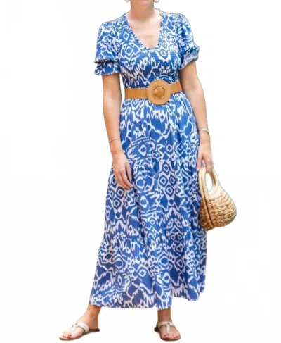 Walker & Wade Nancy Dress In Denim Blue Ikat