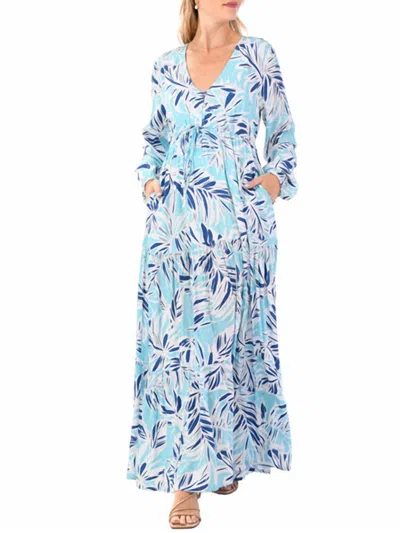 Walker & Wade Tulula Dress In Turquoise Blue Palm In Multi