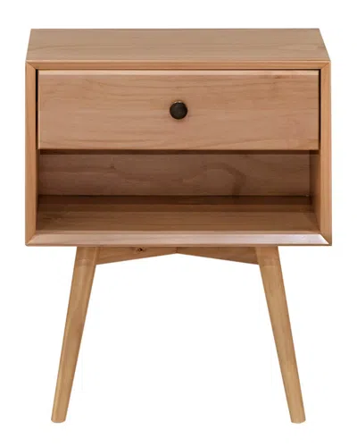 Walker Edison 1-drawer Mid-century Solid Wood Nightstand In Brown