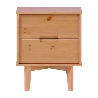 Walker Edison 2-drawer Groove Handle Nightstand In Brown