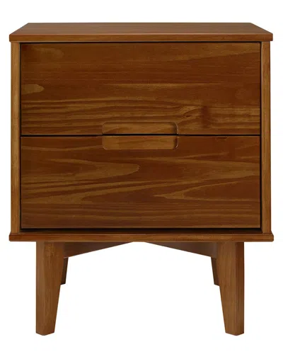 Walker Edison 2-drawer Groove Handle Wood Nightstand In Brown