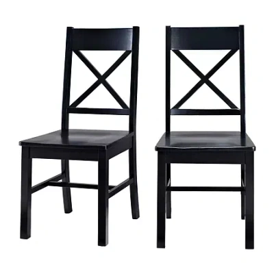 Walker Edison 2-pc. Antique Brown Wood Dining Chairs In Black