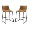Walker Edison 2-pc. Faux Leather Kitchen Counter Stools In Brown