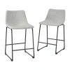 Walker Edison 2-pc. Faux Leather Kitchen Counter Stools In Gray