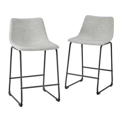 Walker Edison 2-pc. Faux Leather Kitchen Counter Stools In Gray