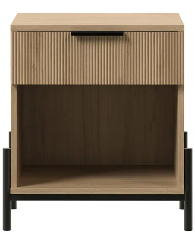 Walker Edison 24in Reeded Wood 1-drawer Nightstand In Brown