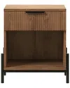 Walker Edison 24in Reeded Wood 1-drawer Nightstand In Brown
