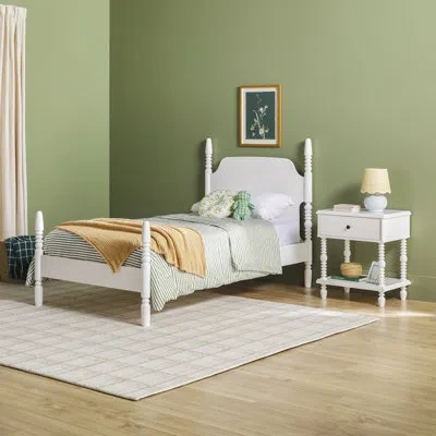 Walker Edison 2-piece Traditional Vivienne  Bed With  Easy Assembly 1-drawer Nightstand In Dark Brown