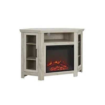 Walker Edison 48" Wood Corner Fireplace Media Tv Stand Console In Neutral