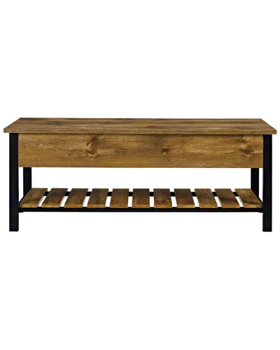 Walker Edison 48in Open-top Storage Bench With Shoe Shelf In Brown