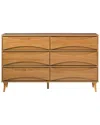 Walker Edison 58in 6-drawer Solid Wood Dresser With Curved Front Detail In Brown