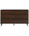 Walker Edison 58in 6-drawer Solid Wood Dresser With Curved Front Detail In Brown