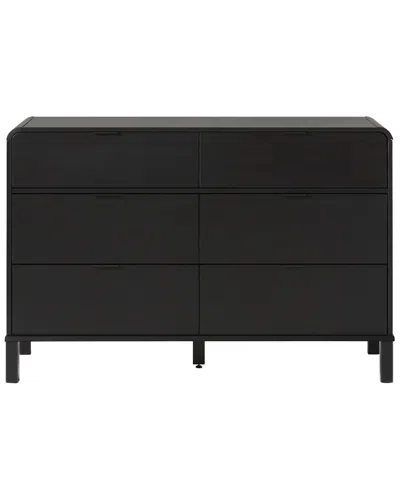 Walker Edison 6-drawer Contemporary Dresser With Curved Top In Black