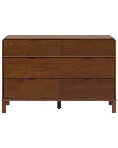 Walker Edison 6-drawer Contemporary Dresser With Curved Top In Brown
