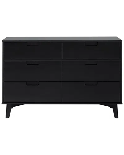 Walker Edison 6-drawer Groove Handle Solid Wood Dresser In Black