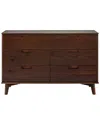 Walker Edison 6-drawer Groove Handle Solid Wood Dresser In Brown