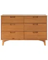 Walker Edison 6-drawer Groove Handle Solid Wood Dresser In Brown