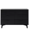 Walker Edison 6-drawer Groove Handle Solid Wood Dresser In Black