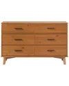 Walker Edison 6-drawer Modern Solid Wood Dresser With Metal Handles In Brown