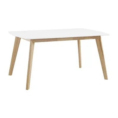 Walker Edison 60" Retro Modern Wood Kitchen Dining Table In White